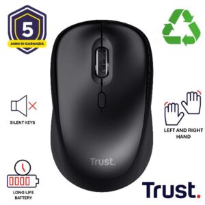 Mouse Wireless Trust YVI+ - 1600DPI Nero