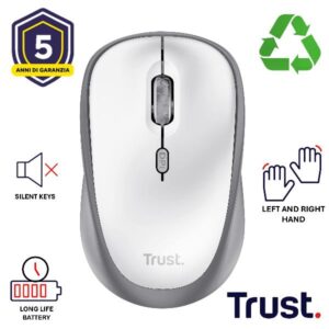 Mouse Wireless Trust YVI+ - 1600DPI Bianco