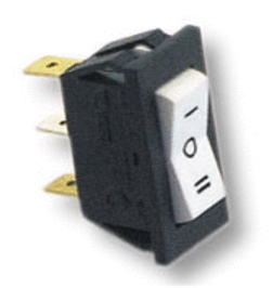 Commutatore unipolare 12x27mm - 3 Faston - 10A - spento in posizione centrale