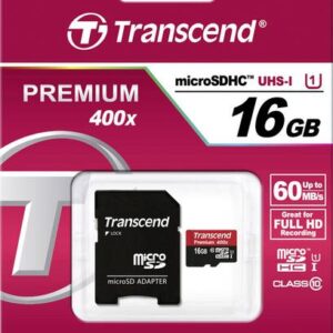 MICRO SD TRANSCEND 16GB U1 w/adapter