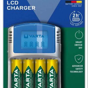 Kit Caricabatterie LCD + 4 batterie Varta AA 2600maH