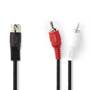 Adattatore DIN 5 poli 180° - 2 x Spine RCA - 1 mt
