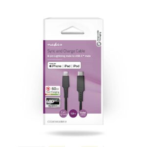 Cavo USB C - Lightning 1 mt Nero