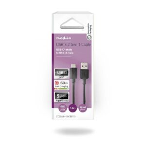 Cavo USB 3.2 Tipo C maschio - USB A maschio, 1 mt Nero