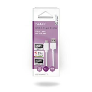 Cavo USB 3.2 Tipo C maschio - USB A maschio, 1 mt Bianco