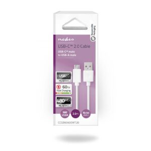 Cavo USB 2.0 Tipo C maschio - A maschio bianco, 2 mt Blister