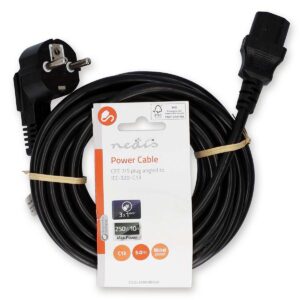 Cavo d'alimentazione con spina Shuko 90° e presa VDE - 5 mt