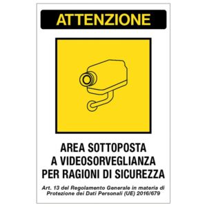 Segnaletica di "Area Videosorvegliata" 30 x 20