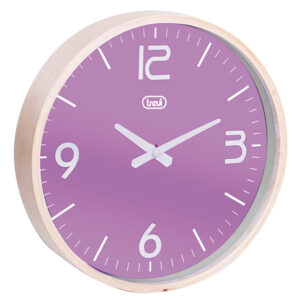 Orologio da parete Ø 25 cm viola con cornice in legno