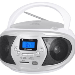Lettore cd portatile con RADIO, BT e USB Bianco