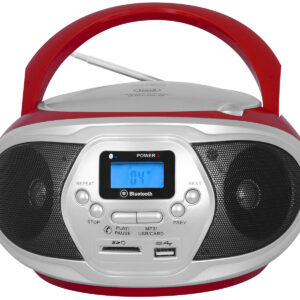 Lettore cd portatile con RADIO, BT e USB Rosso