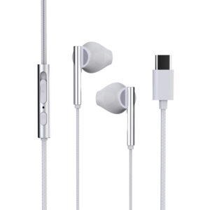 Auricolare con microfono Trevi HMP700C con attacco USB-C Bianca