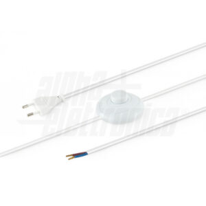 Cavo rete 2x0,75 con spina 10A + interruttore a pedale e fili spellati, cavo 3 mt Bianco