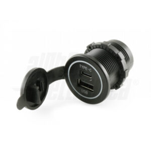 Caricatore con due uscite, USB tipo "A" e USB tipo "C" 5Vdc 3A Max. - Ingresso 12-28V