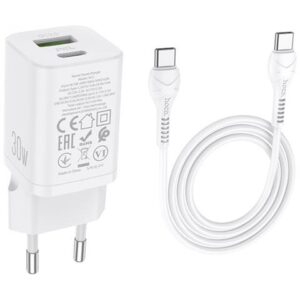 Kit caricabattere USB-C P.D. + cavo USB-C Hoco