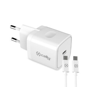 Kit caricabattere USB-C P.D. + cavo USB-C Celly
