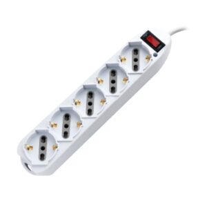 Multipresa con interruttore 5 prese Shuko cavo 3 mt, spina 16 Piatta Bianca