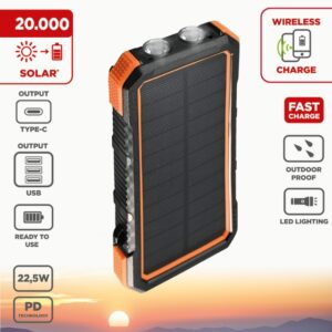 Power bank a energia solare wireless 20000mah SW20+