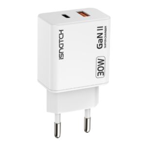Alimentatore GAN Type C PD + 1 usb QC 3A 30W bianco