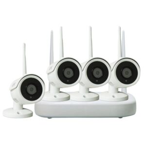 KIT WIRELESS NVR 9CH + 4 Telecamere IP66, 1080P 2Mpx, Lente Ø 3,6mm, LED IR, CMOS 1/2,7"
