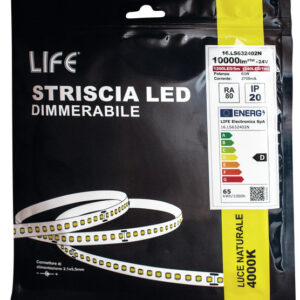 Striscia 240LED/m, 2835 IP20, 24V 13W/m, L.NATURALE 4000K±5%, 2000lm/m