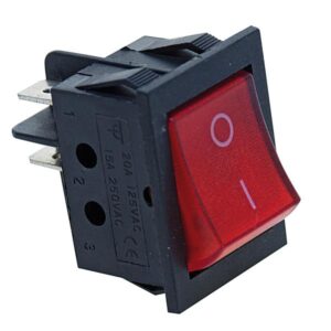 INTERRUTTORE 0-1 15A 250Vac LUM. ROSSO - 35x26 mm